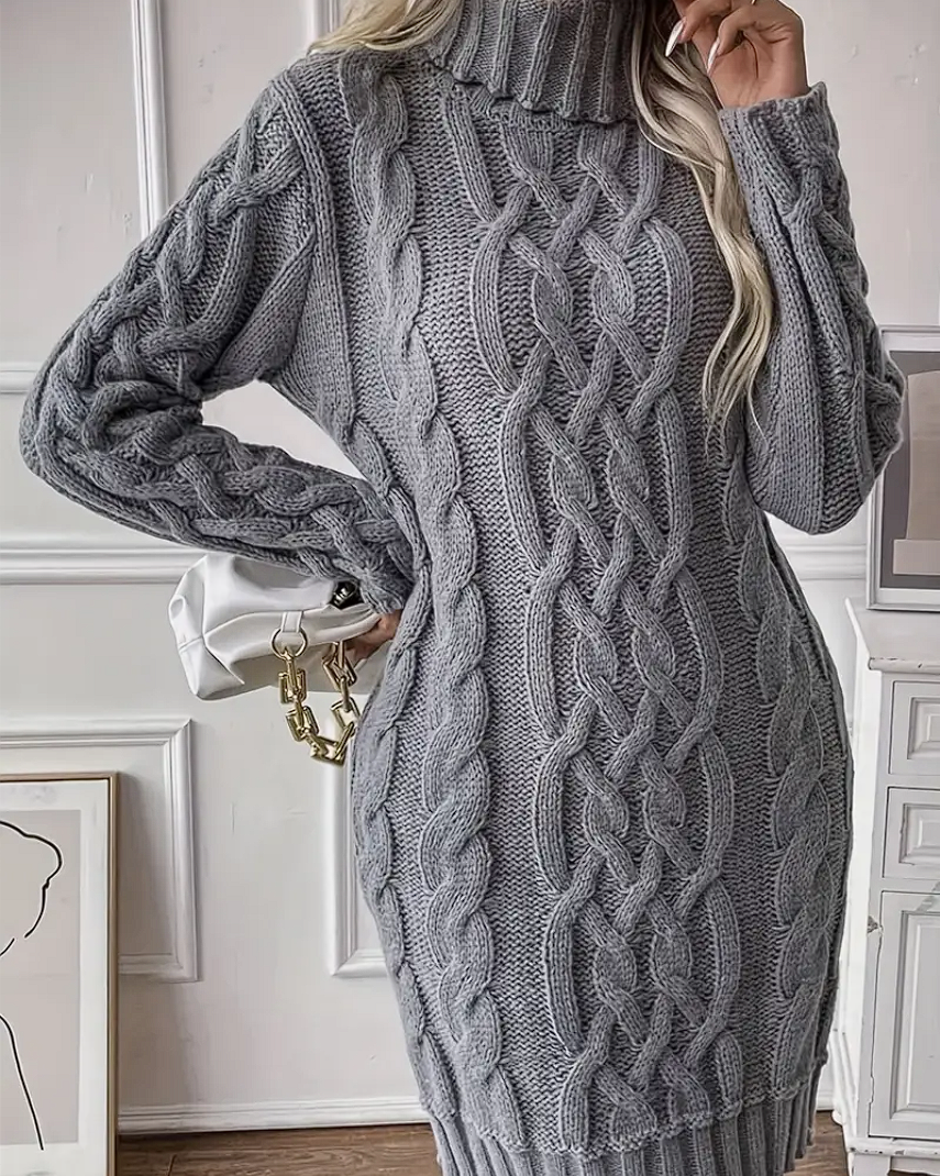 Lynn - Winter knitted dress with turtleneck