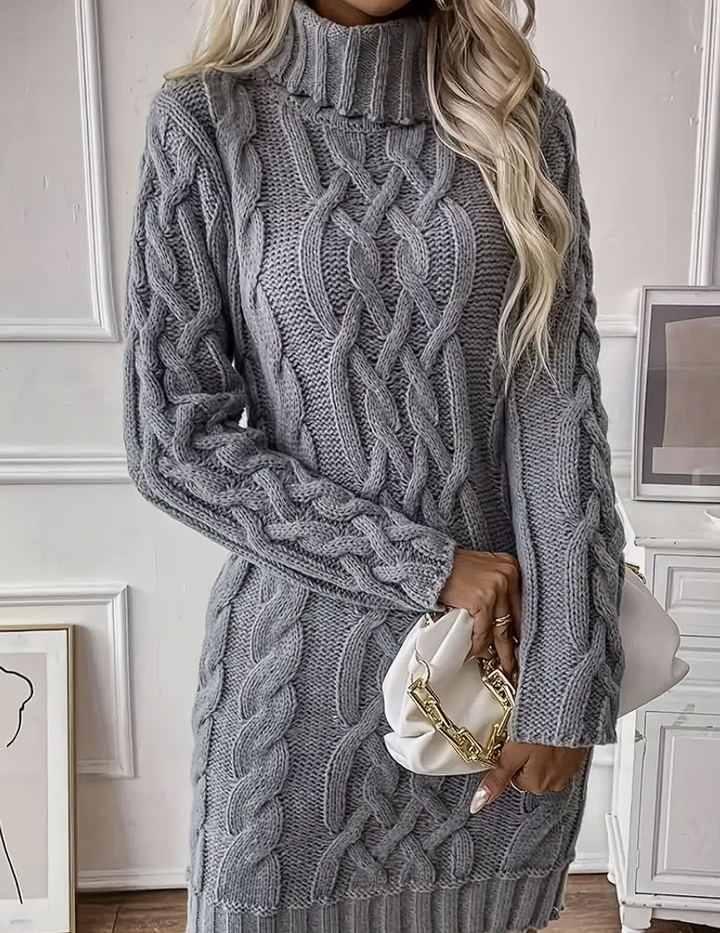 Lynn - Winter knitted dress with turtleneck