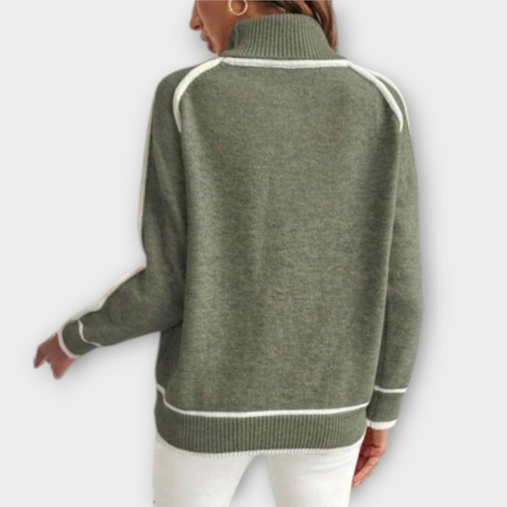 Christine - Luxurious olive green knitted jumper