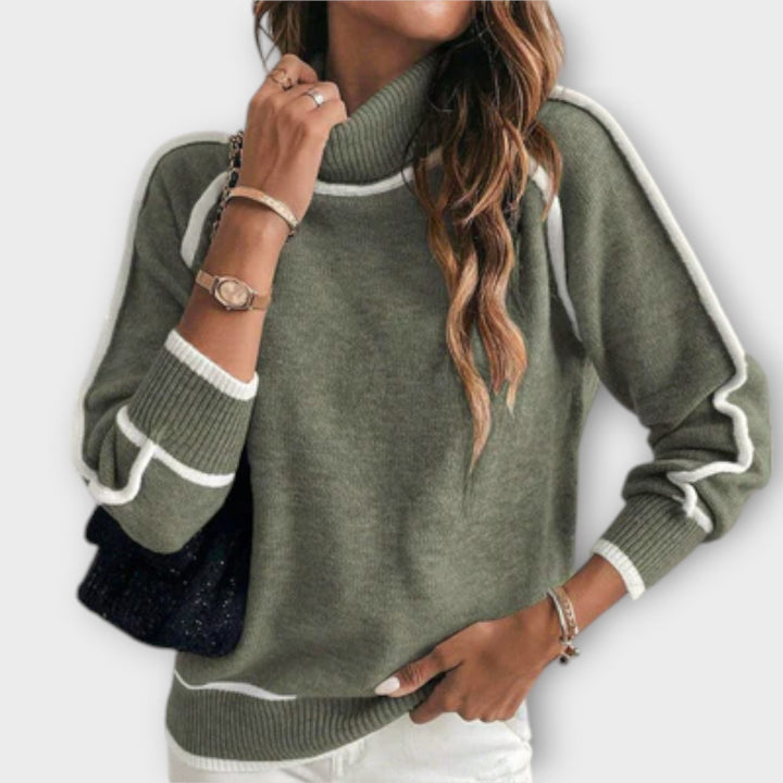 Christine - Luxurious olive green knitted jumper